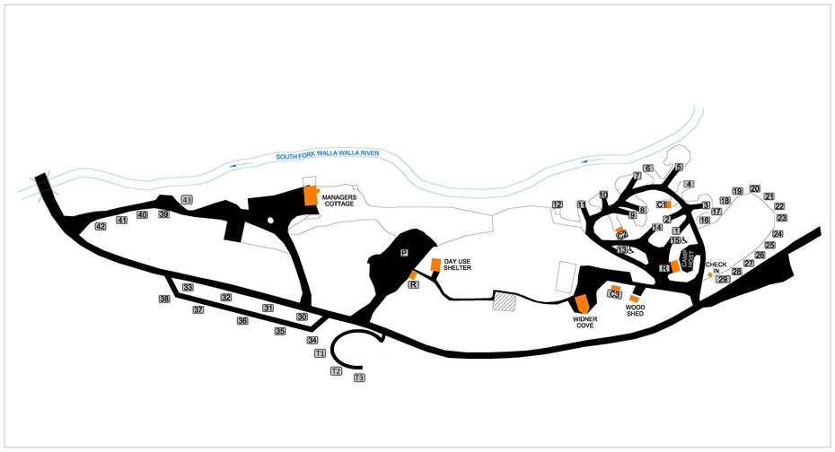 Map of the Harris Park campground